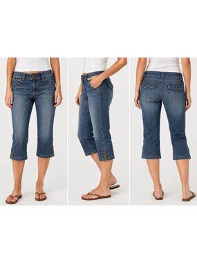 Lee Just Below The Waist Denim Capri Jeans W/Button & Pockets Blue Size 10